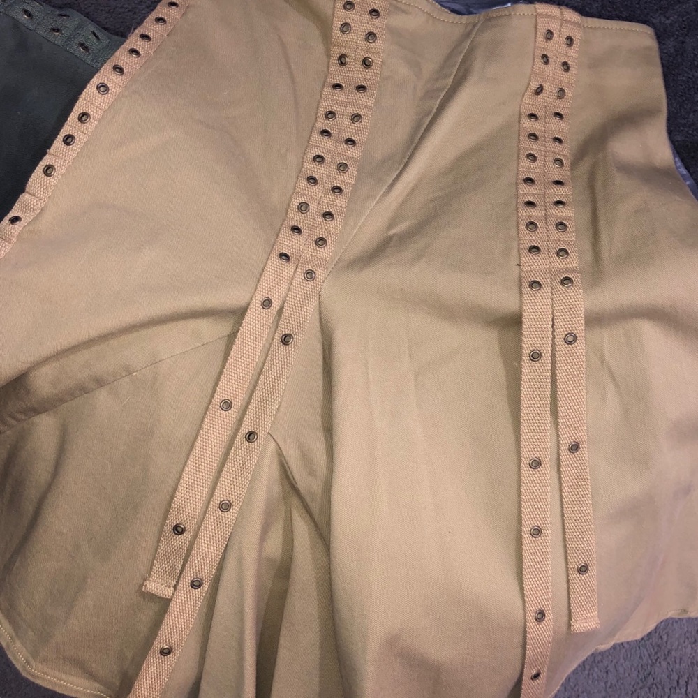 NWT Wayne Rogers military flare skirt khaki asymme